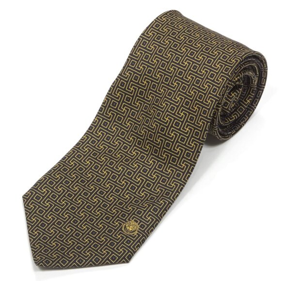 Giani Versace Excellent Greek Key Geometric with Medusa Men's Silk Neck Tie